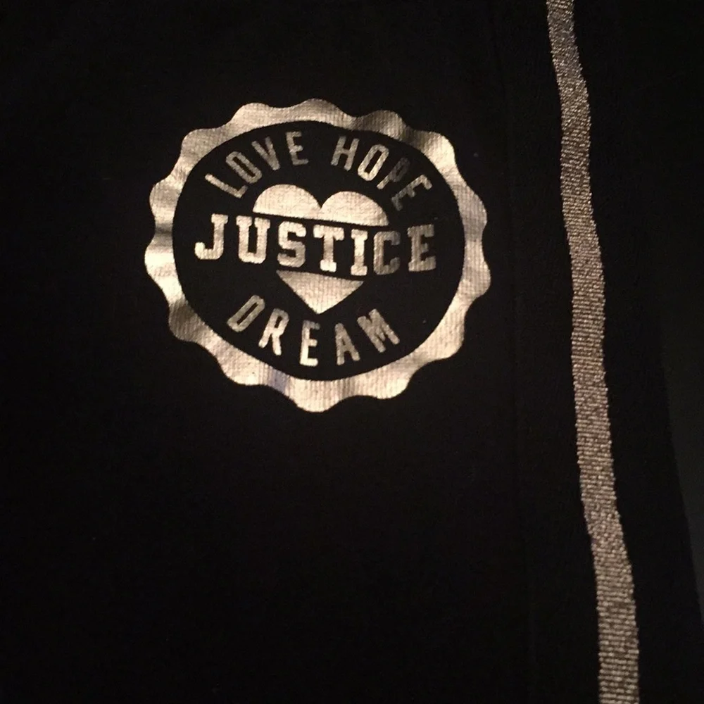 Justice sweat pants black/gold size 6